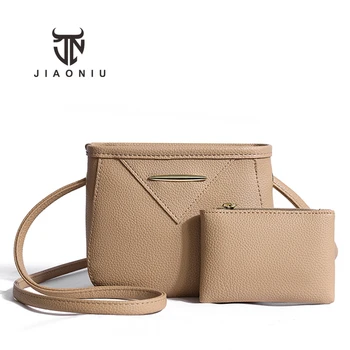2 Комплекта Малка чанта през рамо от изкуствена кожа, дамски портфейл, луксозен дизайн и дамски чанти за жени, прости чанти и калъфи за телефони във формата на миди Bolsa