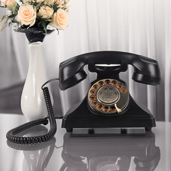 Телефони с оригинален ретро декор CHEETA Ретро антикварен телефон в стил OEM в морски стил, месинг завъртане Телефон, старомодна