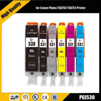 einkshop 6/5 Цветове PGI530 PGI-531 CLI-531 CLI531 530 531 Мастило Касета, Съвместима за принтер Canon Pixma TS8750 TS8751