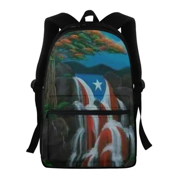 FORUDESIGNS/ Дизайн хартата Пуерто-Рико, женски раница, модни лека студентски училищна чанта за съхранение, пътен раница с голям капацитет