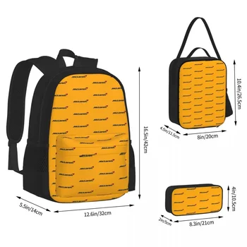 Жълти раници с логото на състезания, чанти за момчета и момичета, студентски, училищни чанти, Cartoony детска раница, чанта за обяд, чанта за писалки, комплект от три елемента