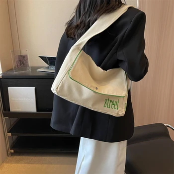 Проста холщовая дамска чанта 2023, еко-чанта, Корейски дизайнерски чанти за купувачите, чанта през рамо, чанта-месинджър Y2K University Bulgarian Bag