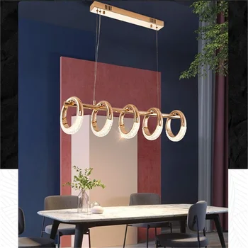 Полилей в скандинавски стил от TEMAR, модерни висящи лампи с пет кръгчета LED Начало за декорация на дома