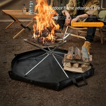 Подложка за лагерния огън в къмпинга, барбекю, огън, за пикник, пожароустойчива плат, висока силиконов тампон за огъня