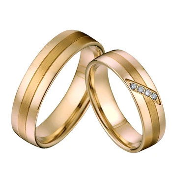 годежни пръстени за двойки на годишнина от годеж на съюза на влюбените мъже и жени, пръстени от неръждаема стомана, позлатени бижута
