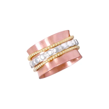 Въртящо се пръстен ръчно изработени с покритие от розово злато, модерно въртящо се пръстен за жени