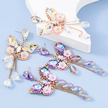 Модни метални обеци-пеперуди от смола, женски преувеличени Елегантни обеци на куки, аксесоари за банкети, бижута