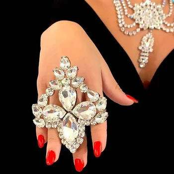 Stonefans Геометрични Открити пръстени с големи кристали, Модни Аксесоари 2023, Регулируеми Сватбени пръстени с преувеличено, Дамски бижута