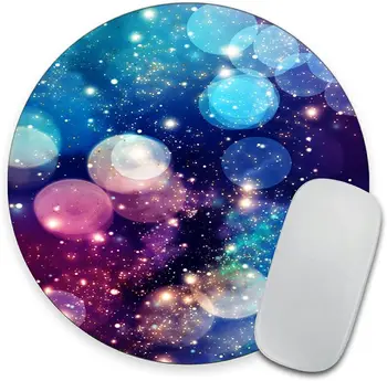 Цветна кръгла подложка за мишка от звездното небе, е симпатичен водоустойчив кръгла подложка за мишка на неподвижни гумена основа, подложка за мишка за преносими компютри