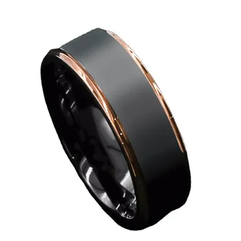 8 мм Черно матово Розово Злато, покрито с рамки от титанов стомана, Мъжко годежен пръстен, Бижута, Подарочное един коктейл пръстен, Размер на Us6-13