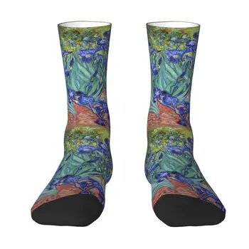 Кавайные Мъжки чорапи С Шарени Ириси От Винсент Ван Гог, Унисекс, Топли и Удобни Чорапи С 3D Принтом, Художествена Рисувани Цветя, Чорапи за Екипажа