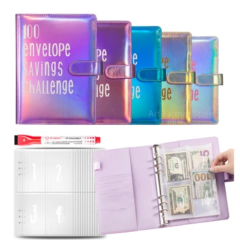 Лазерен корици Challenge в 100 пликове формат А5, за да спестят 5 050 долара, икономичен корици Challenge, двойка бюджета на свързване с конвертами за пари