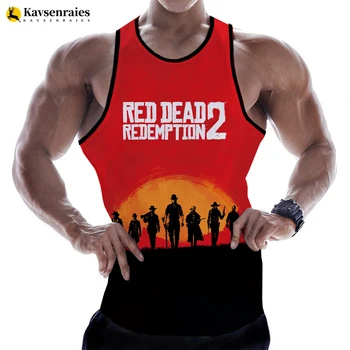 Върховете с 3D-принтом Red Dead Redemption 2023, мъжка лятна жилетка, дамски ежедневни ризи без ръкави, градинска облекло в стил хип-хоп, върхове оверсайз.