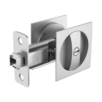 Джобен система за заключване на вратите за легла / бани, сатинированный никел, модерна обков за врати с квадратни джоб за уединение, разтегателна вратата се затвори за джоба