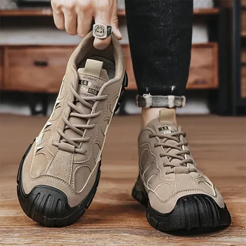Есенни Нови Мъжки Ежедневни Обувки 2023 Fahion, Обувки на платформа с шнур за Мъже, Градинска Мъжки устойчива на плъзгане Туризъм Обувки, Които Нарастване на