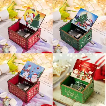 Весела Коледа, музикална кутия за бижута на Хелоуин, на тема аниме, дървена музикална кутия с ръчно задвижване, детска нова година, подарък за рожден Ден