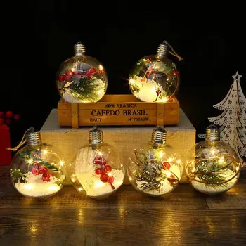 Led светлините на Коледната топка, Прозрачна лампа с коледните орнаменти, лампа за украса на дома партита, окачване, подаръци за празник за деца и възрастни