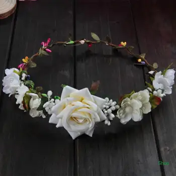 Директна доставка на Дамски сватбена декорация превръзка на главата, Ръчно изработени с флорални рози Празничен декор за фестивални партита
