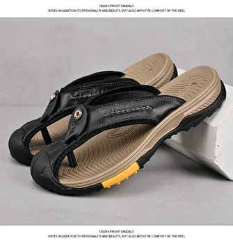 Марка 2023 new head layer от телешка кожа, плажни обувки, сандали, джапанки, Zapatos de playa sandalias chinelos