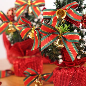 5шт Коледни Панделки Коледно Дърво Висящи Украшения Лък Камбанка За Коледен Венец Нова Година 2024 Навидад Подаръци, Коледна Украса