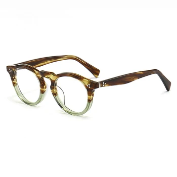 Ретро-Кръгли Очила, Ръчна изработка на Рамки за Мъже И Жени, Реколта Ацетатные Оптични Очила Елит на Марката, Градиентные Очила за Късогледство