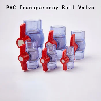 Прозрачен сферичен кран PVC, Ръчно водопроводна тръба, Бърз монтаж, тръба от PVC, Пластмаса ключ воден клапан, Малко спирателен клапан за вода