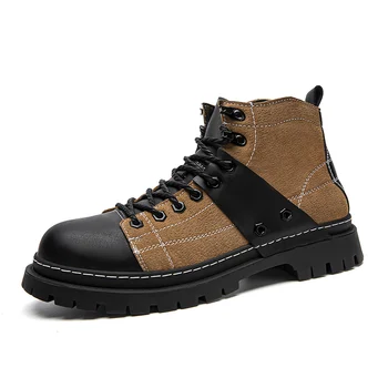 2023 Мъжки зимни кожени мъжки непромокаеми гумени зимни обувки за почивка Класически удобни обувки за шофиране в ретро стил, с мека подметка
