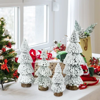 Мини Коледна елха във формата на кула от стеклянистого кедър за дома Настолни Коледни украси Коледни Подаръци, Занаяти