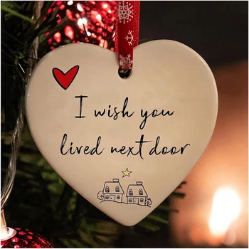 Коледна украса, украса във формата на сърце, керамични украшение, декор, подходящ за приятели, двойки, Коледната елха, лесен за използване