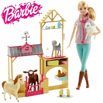 Оригинален Ветеринарен комплект кукли Барби Farm Кукла Барби Одевалка Играчки, Украса за момичета Dhb71 Подарък за рожден ден, подарък кутия Голяма