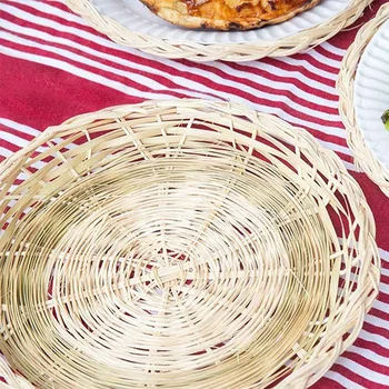 Бамбук титуляр за хартиени чинии 6шт - 10-инчов през цялата тъкани държач за чинии, за многократна употреба държачи за хартиени чинии за пикник