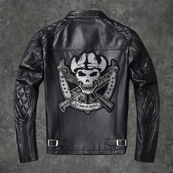 Нашивка с бродерия на скелета Righteous Double the Gun, лого на гърба си, мотоциклет ездач, персонални украса кожа жилетка 29 *29 cm