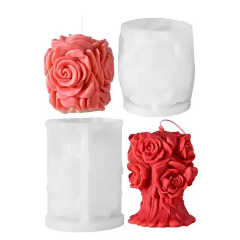 Направи си САМ 3D Роза Топката Свещ Силиконова Форма на Букет цветя на Свети Валентин Цвете Свещ Slicone Форма Букет от Рози Смола Гипсова Форма