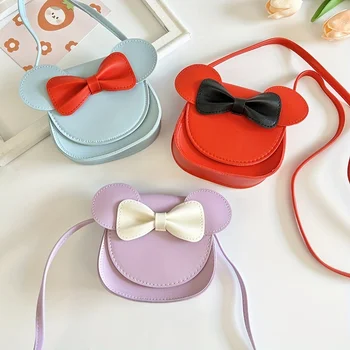 Чанта през рамо с красиви уши на Мики Маус от анимационен филм на Дисни, чантата с лък за монети, чантата през рамо, за малко момиче, подарък за коледа
