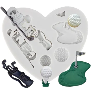 Серия Golf Силиконова форма на 3D голф игрище Слънчеви очила с Форма за празни приказки Инструменти за украса на торти, Бонбони Полимерна глина Форми за шоколад, паста