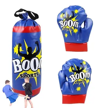 Детска светът бокс круша с ръкавици Професионален боксовия чувал с ръкавици за фитнес в закрито Торба с пясък Симулатори за координация на движенията