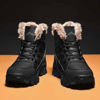 Мъжки зимни памучни обувки Зимни обувки с висок берцем от едър памук, трендови, универсални, нескользящие, модерен, износоустойчиви, дишащи