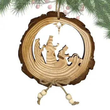 Коледен дървен декор Забавни и селски коледна украса за коледната елха Трайна декорация за коледната елха е Забавно Коледа
