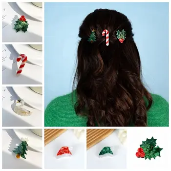 Нежна Коледна шапка с оцетна киселина, Нокът за коса, Сладка Ретро-стилен клип BB, Творчески прическа във формата на елхи, Скъпа родословна-Патерица