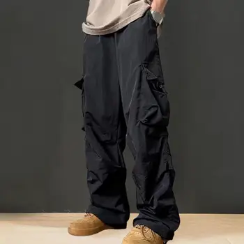 Панталони Оверсайз В ретро стил, Мъжки панталони-карго Оверсайз с широки Штанинами, Много джобове, Мека Дишаща материя за Хай Стрийт Хип