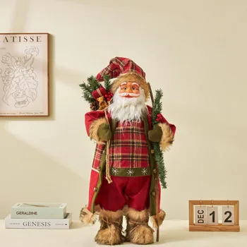 Украса за големи кукли на Дядо Коледа 30-60 см, кукла-фигурка на Дядо Коледа, Коледна украса, декорация за дома партита 2023 Навидад, Коледни подаръци