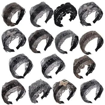 Корейски Реколта аксесоари за коса с нескользящими назъбени вложки под формата на коприната цвете, Превръзка на главата, лента за коса с бродерия, Дантела, обръч за главата