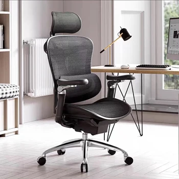 Модерна офис стол с Ергономичен дизайн Удобен Мрежест Дизайн Еластичен Подлакътник Подкрепа на шията Офис стол с възможност за сгъване на облегалката на Колелото Шезлонг Мебели