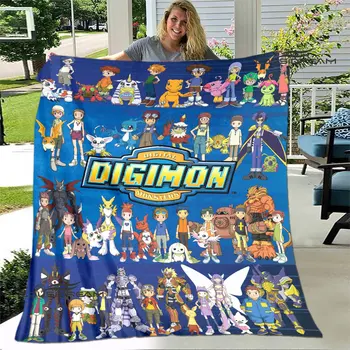 Одеяло с анимационни принтом Digimon, Детско топло одеяло Framine, Меко и удобно за Домашни Настилки юрган, Подарък за Рожден Ден