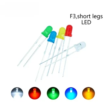 100шт F3 3 мм DIP LED с висока светоизлучающим диод Син Жълт Бял Зелен Червен Бърз бавен електронен компонент RGB САМ Kit