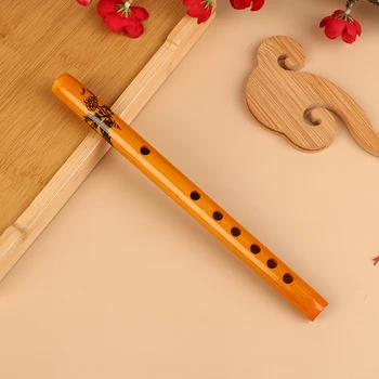 1бр Студентски Музикален Инструмент Китайската Традиционна Бамбук Флейта С 6 Дупки Вертикална Флейта Кларинет Цветна Дървена Флейта За Начинаещи