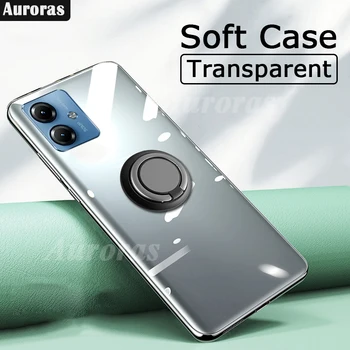 Auroras За Motorola G14 4G Калъф С Пръстен На Пръста си Прозрачен Силиконов Калъф За Мото G23 G13 устойчив на удари Калъф Fundas